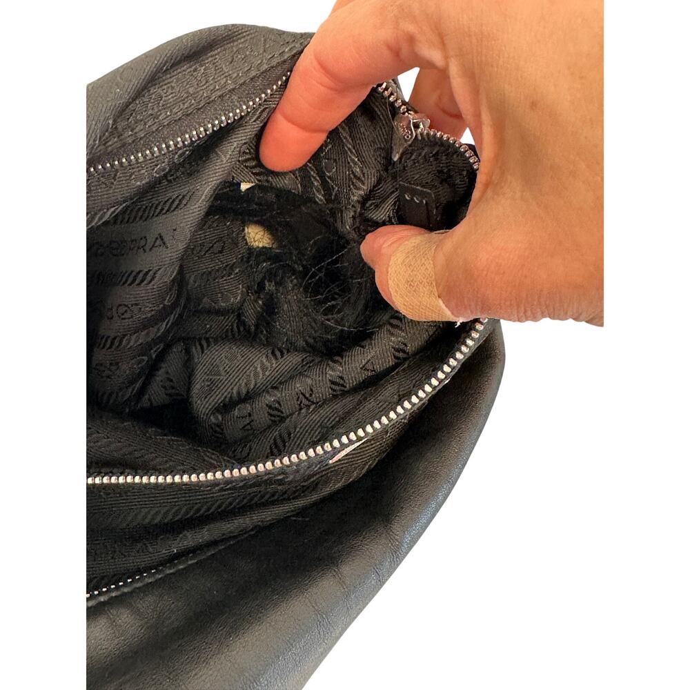 Prada Black Leather Shoulder Hobo Bag Adjustable Strap - Picture 10 of 16